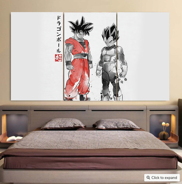 Watercolor Goku And Vegeta Posing Dragon Ball Z Cool 3pc Canvas
