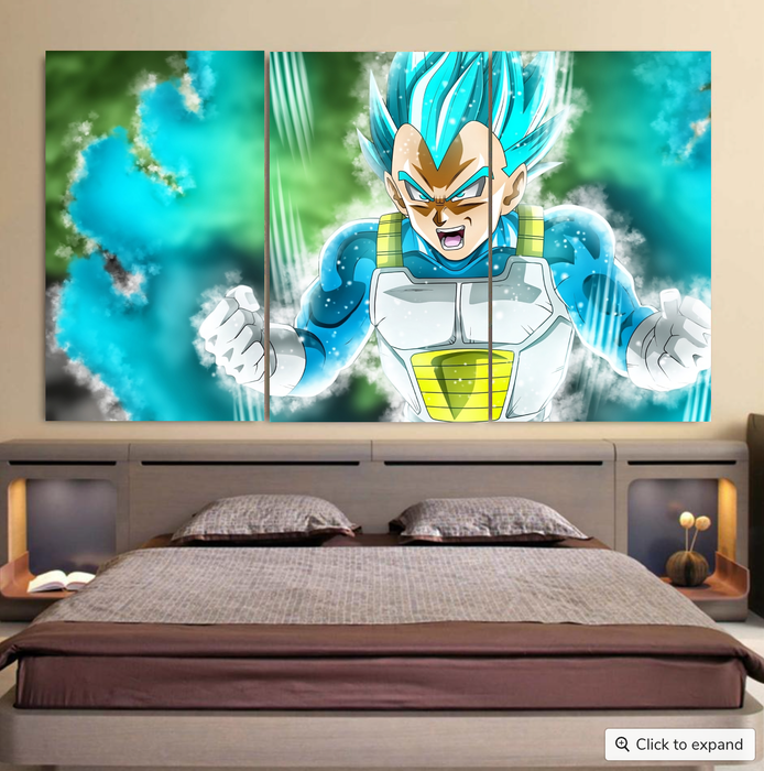 Dragon Ball Super Blue Vegeta Super Saiyan God Cool Cool 3pc Canvas