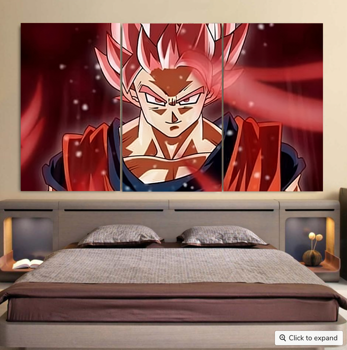 Dragon Ball Son Goku Super Saiyan Rose Portrait Cool Cool 3pc Canvas