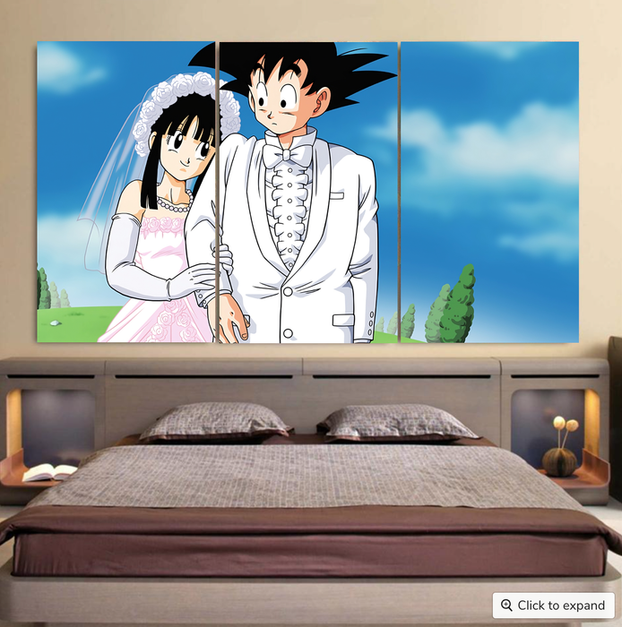 Dragon Ball Z Son Goku Newly Wed Couple Cool 3pc Canvas