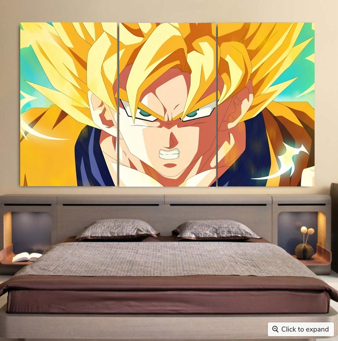 Dragon Ball Goku Super Saiyan Hero Thunder Design Street Style Cool 3pc Canvas