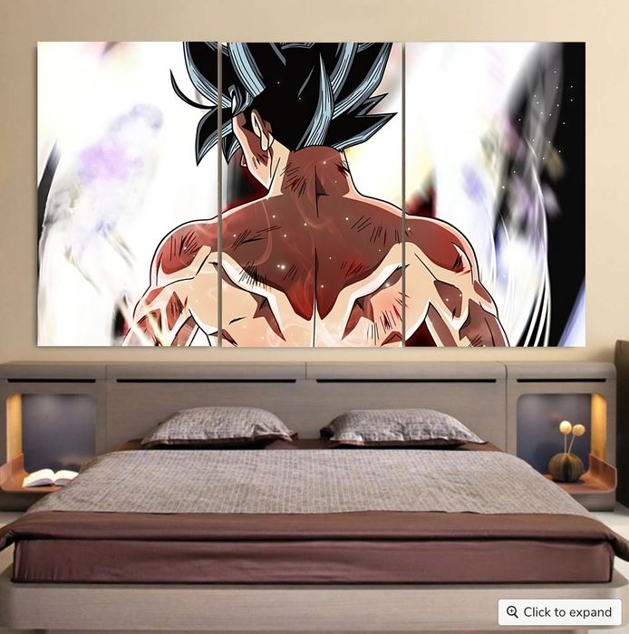 Dragon Ball Goku Damaged Battle Muscular Powerful Aura Cool 3pc Canvas