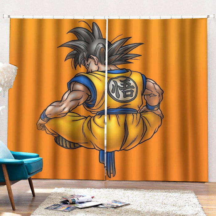Goku Orange Background Curtains with Hooks