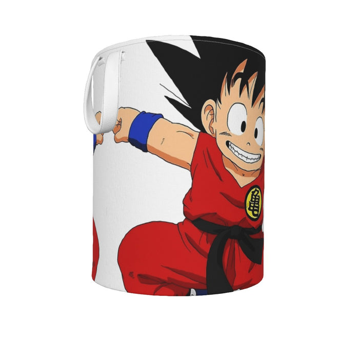 DBZ Jumping Kid Goku In His Training Suit Laundry Basket