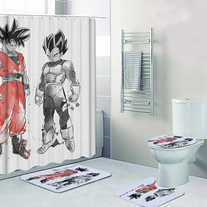 Watercolor Goku And Vegeta Posing Dragon Ball ZWatercolor Goku And Vegeta Posing Four-piece Bathroom