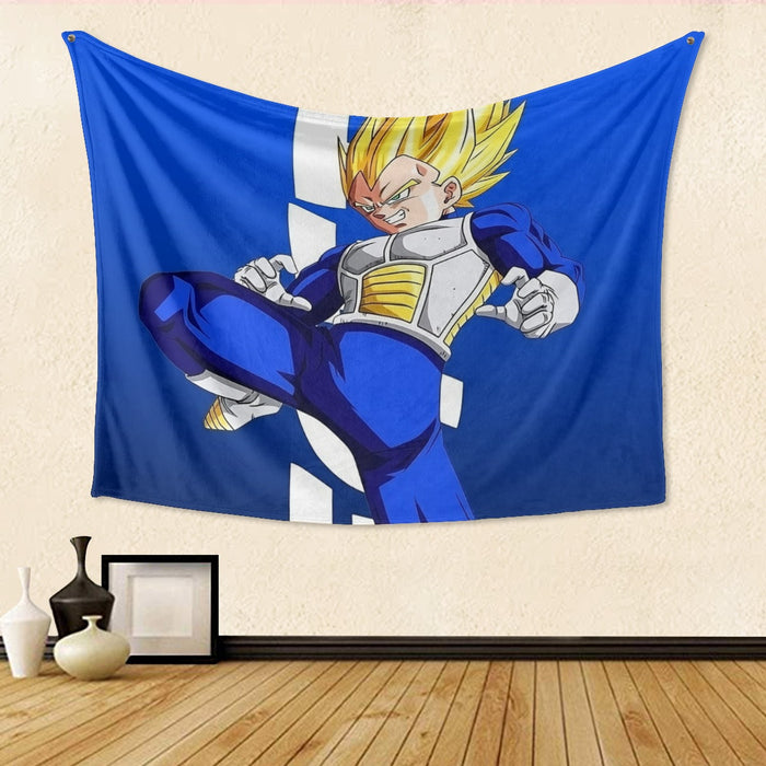 Vegeta With Background Word Dragon Ball Tapestry