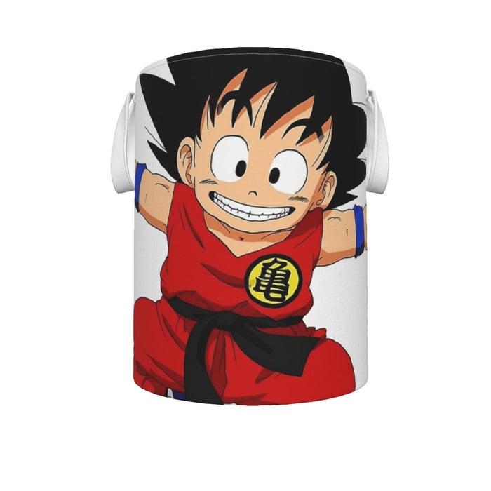 DBZ Jumping Kid Goku In His Training Suit Laundry Basket
