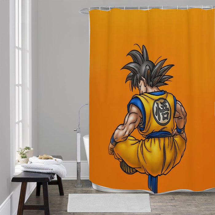 Goku Orange Background Shower Curtains