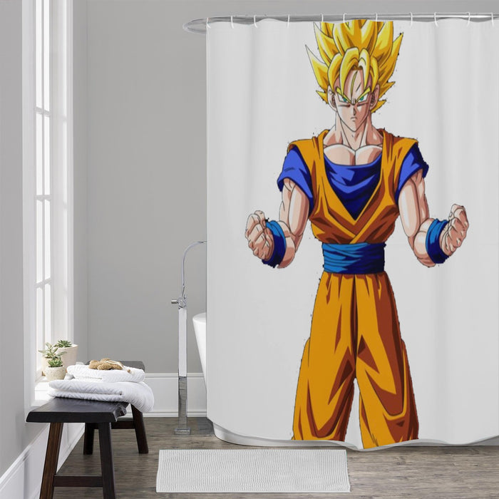 Goku Transformation Thunder Black Super Saiyan Shower Curtains