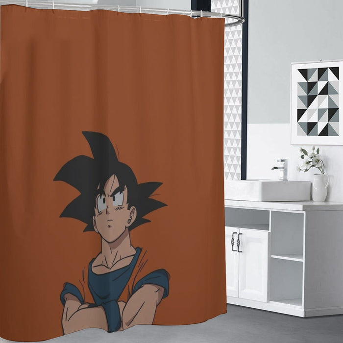 Goku Orange Minimalistic Background Shower Curtains
