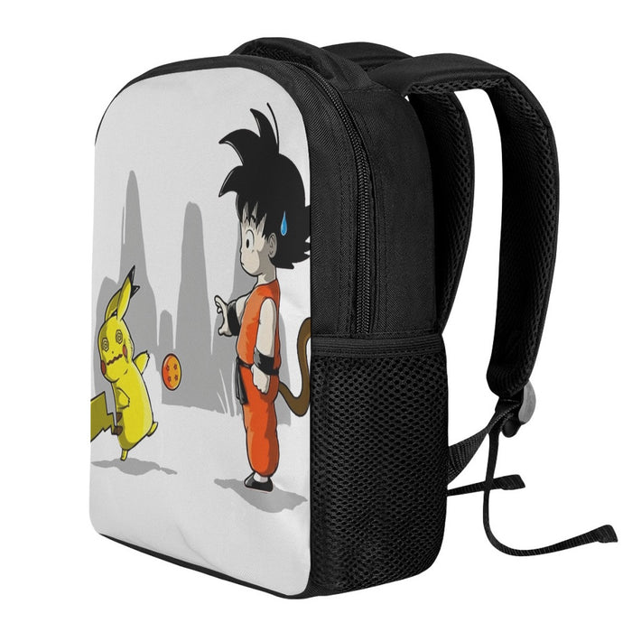 Goku Throwing A Dragon Ball At Pikachu Backpack
