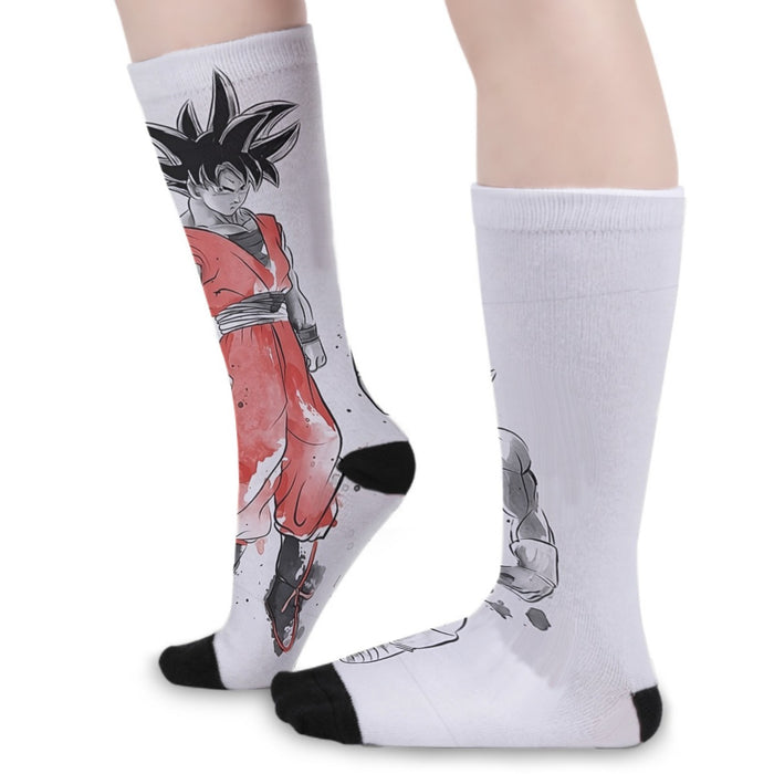 Watercolor Goku And Vegeta Posing Dragon Ball Z Socks