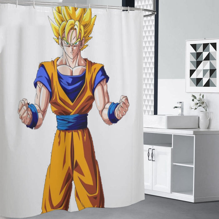 Goku Transformation Thunder Black Super Saiyan Shower Curtains
