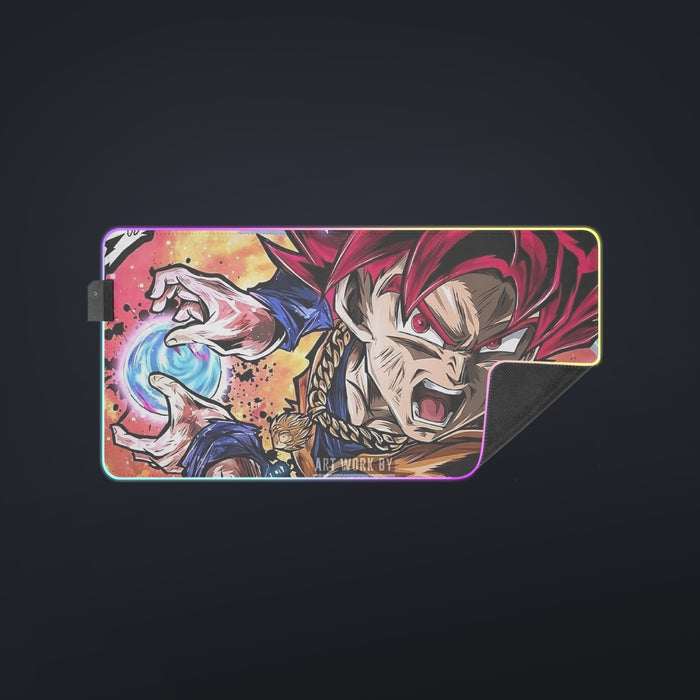 Goku Super Saiyan God cool LED Mouse Pad