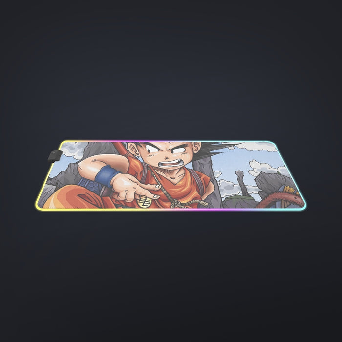 Dragon Ball Anime Angry Kid Goku Sky Clouds Blue 3D cool LED Mouse Pad