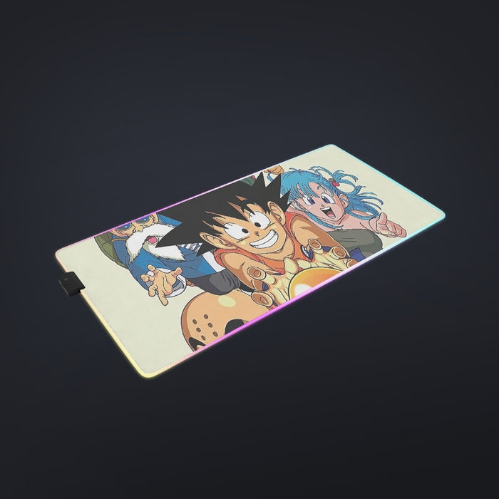 DBZ Kid Goku Master Roshi Bulma Krillin Chasing Dragon Ball Funny cool LED Gaming Mouse Pad