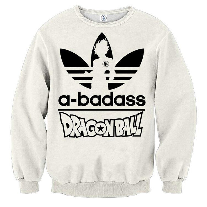 A-Badass Adidas Parody Dragon Ball Goku White Stylish Sweatshirt
