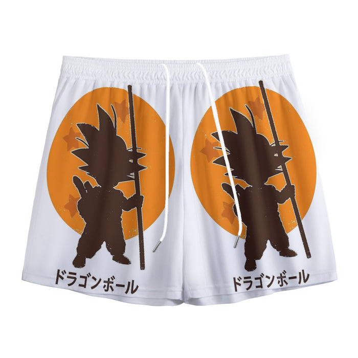 Dragon Ball Z Kid Goku Shadow Logo White Mesh Shorts