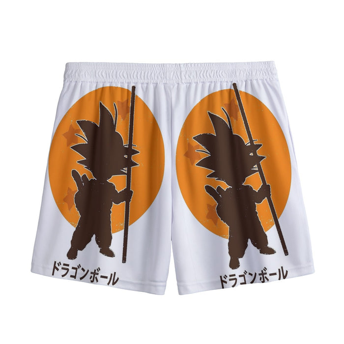 Dragon Ball Z Kid Goku Shadow Logo White Mesh Shorts