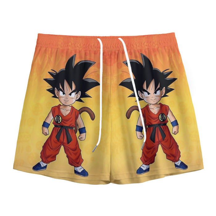 Cute Young Kid Goku Yellow Dragon Ball 3D Mesh Shorts