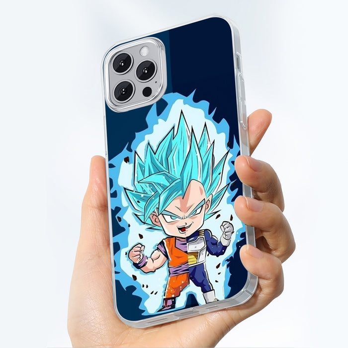 DBZ Goku Vegeta SSGSS God Blue Super Saiyan Chibi Sketch iPhone 15 Series Phone Case