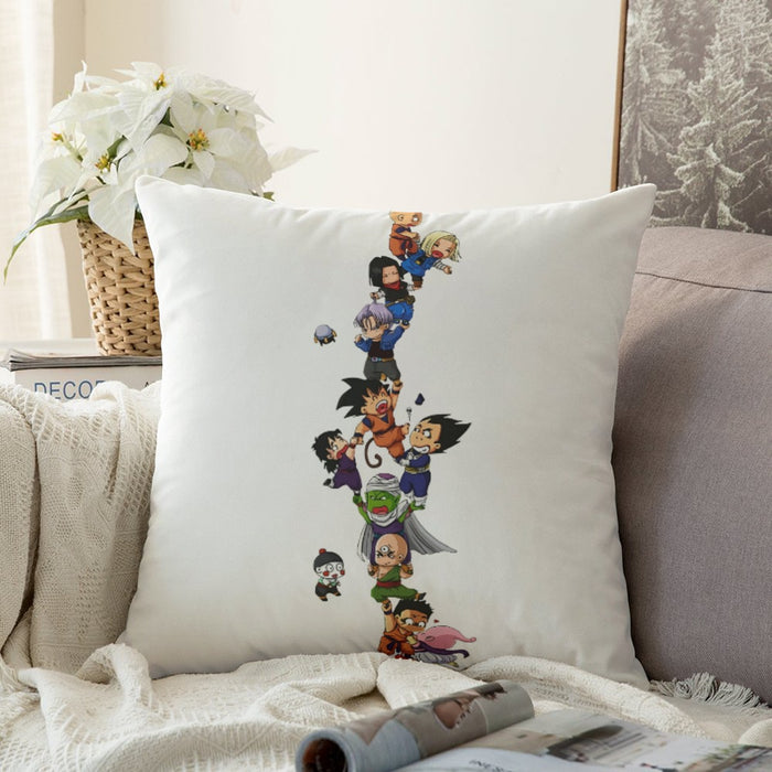 Dragon Ball Z Cute Adorable Chibi DBZ Characters White Couch Pillowcase