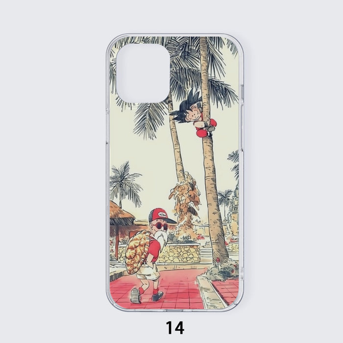 Palm Tree Cute Kid Goku Master Roshi Vintage Beige iPhone case