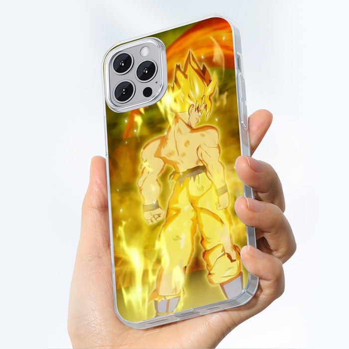 Dragon Ball Goku Super Saiyan Battle Posture Aura Style iPhone 15 Series  Phone Case