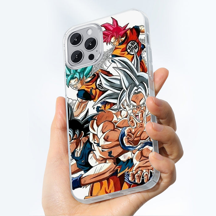 DBS Goku SSJ Transformations White God Blue Red Kaioken Ultra Instinct iPhone 15 Series Phone Case