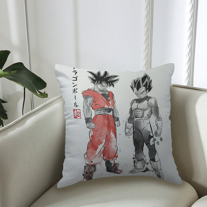 Watercolor Goku And Vegeta Posing Dragon Ball Z Couch Pillowcase