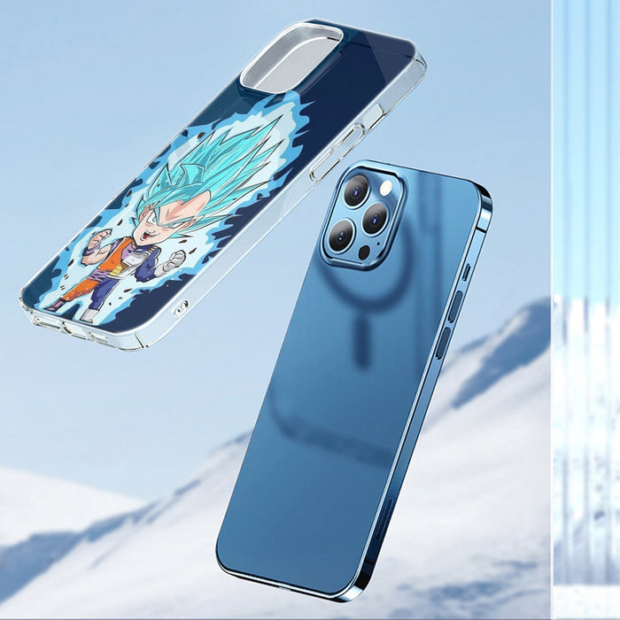 DBZ Goku Vegeta SSGSS God Blue Super Saiyan Chibi Sketch iPhone 15 Series Phone Case