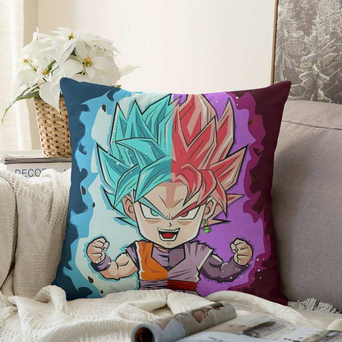 DBZ Goku Zamasu SSGSS God Blue Rose Super Saiyan Chibi Couch Pillowcase