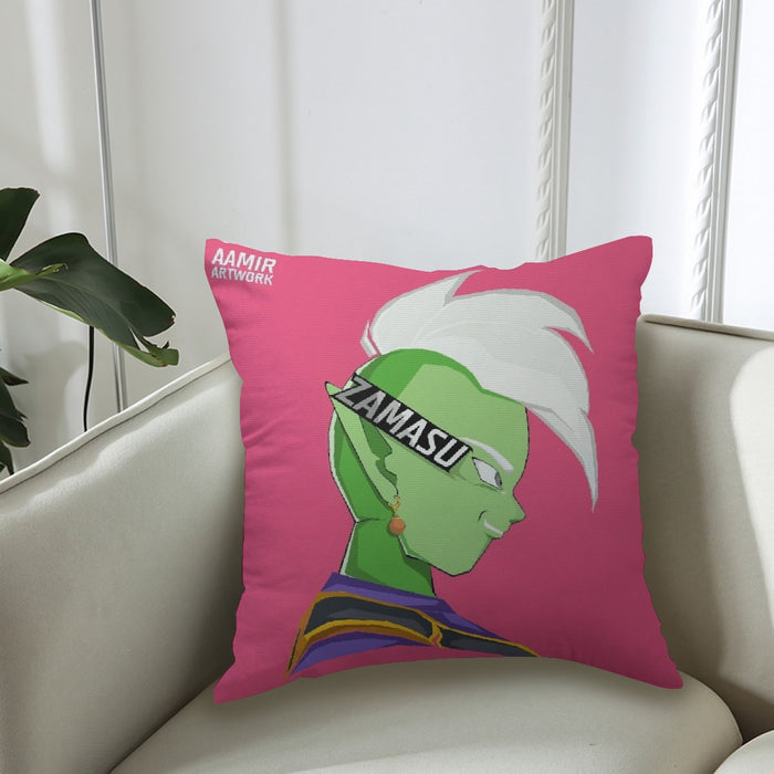 Dragon Ball Super Cool Grin Zamasu Potara Earring Pink Couch Pillowcase