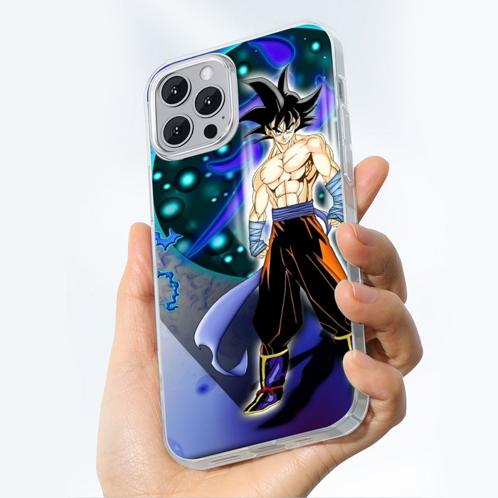 DBZ Goku Muscular Saiyan Vibrant Background Art Style iPhone case