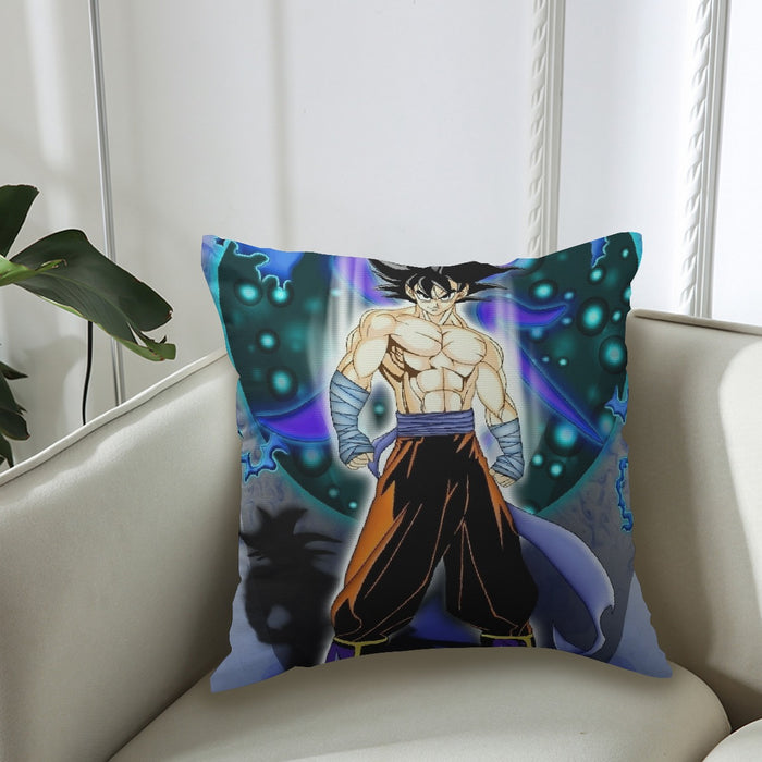 DBZ Goku Muscular Saiyan Vibrant Background Art Style Couch Pillowcase