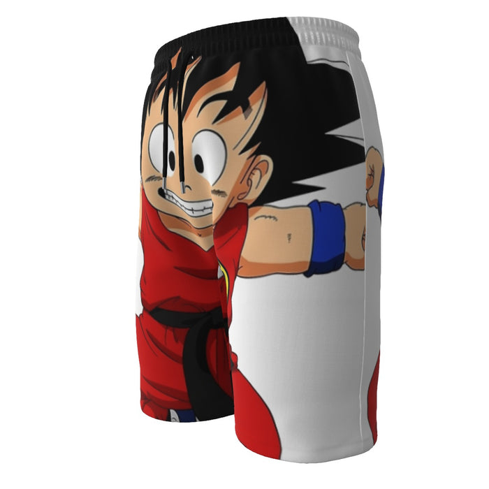 DBZ Jumping Kid Goku In His Training Suit  Men‘s Beach Shorts