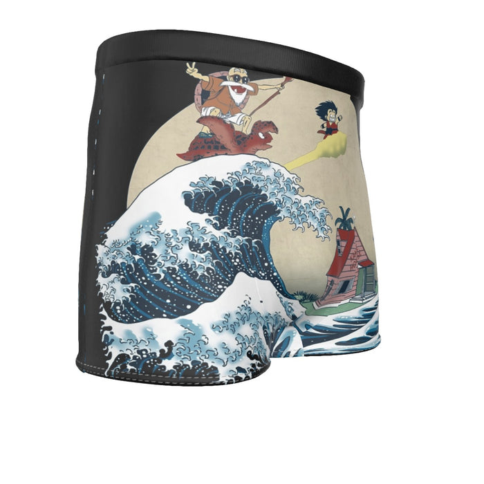 DBZ Kid Goku And Master Roshi Surfing To Kame House Men's Boxer Briefs