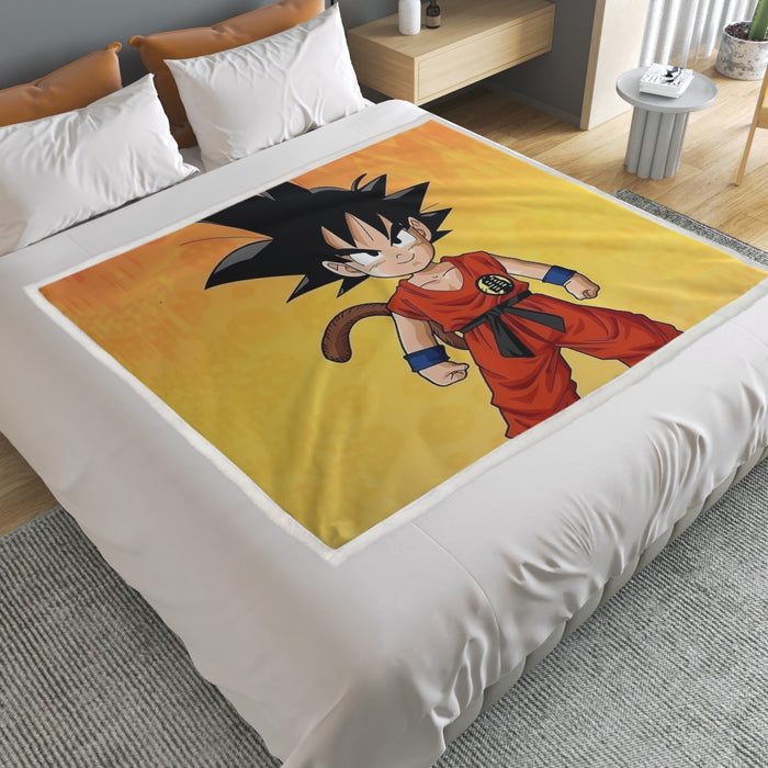 Cute Young Kid Goku Yellow Dragon Ball 3D Household Warm Blanket