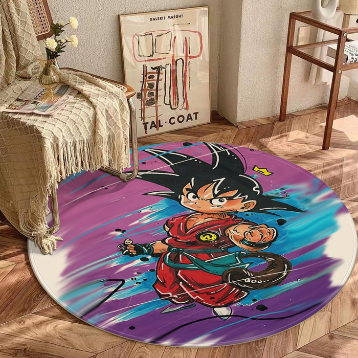 Dragon Ball Z  Kid Goku Graffiti Painting  round mat