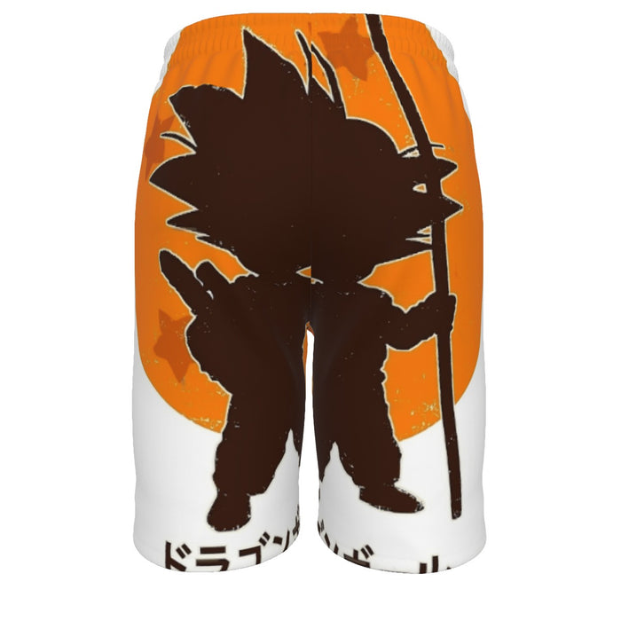 Dragon Ball Z Kid Goku Shadow Logo White  Men‘s Beach Shorts
