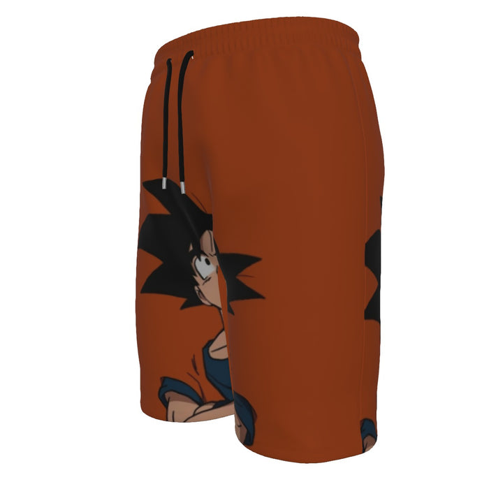 Goku Orange Minimalistic Background Men‘s Beach Shorts