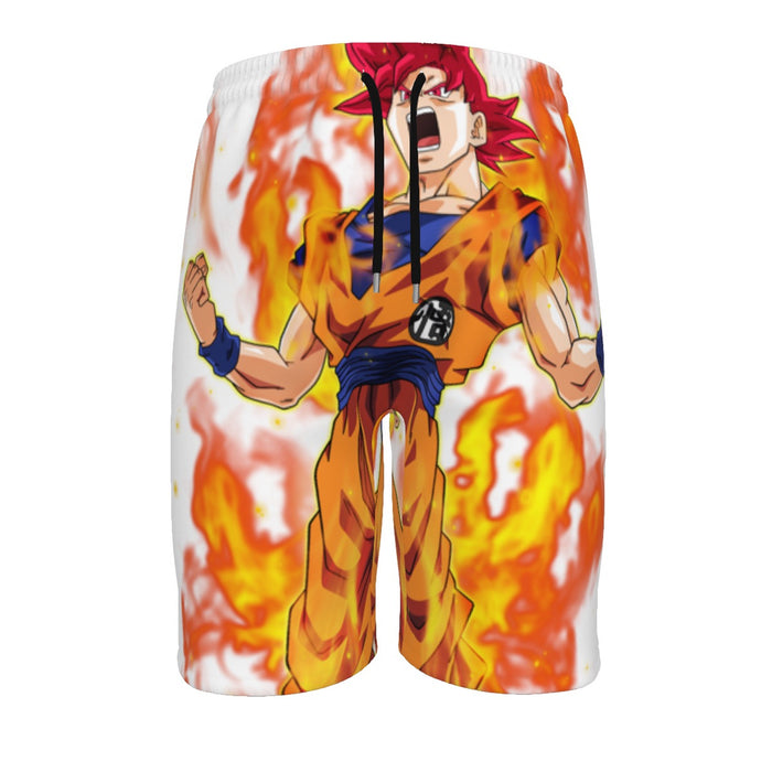 Awesome Goku Super Saiyan God Transformation DBZ  Men‘s Beach Shorts