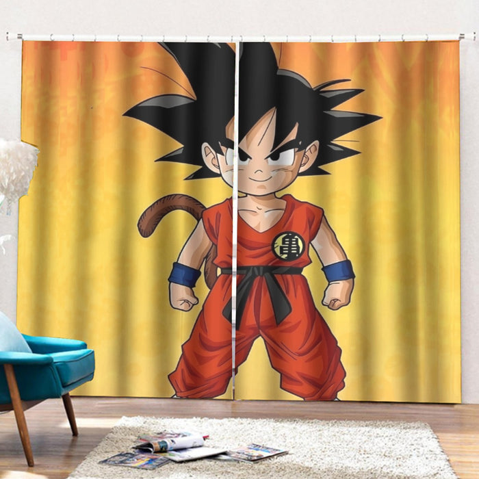 Cute Young Kid Goku Yellow Dragon Ball 3D Curtains with Hooks