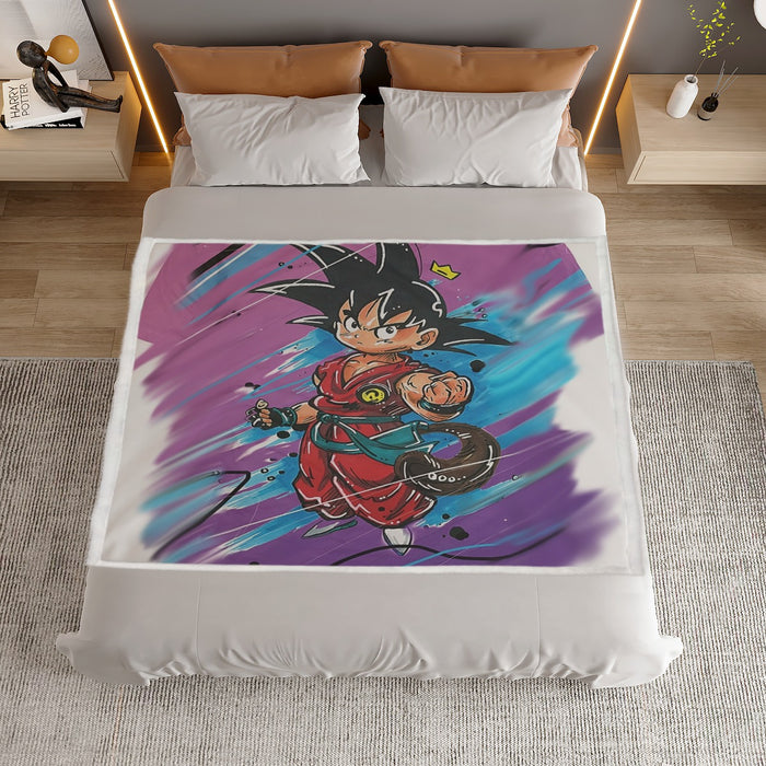 Dragon Ball Z  Kid Goku Graffiti Painting Household Warm Blanket