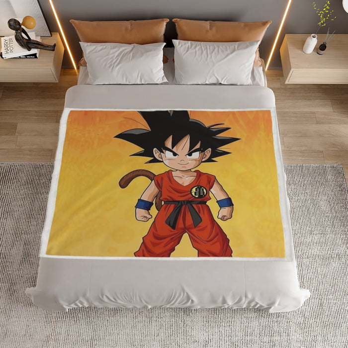 Cute Young Kid Goku Yellow Dragon Ball 3D Household Warm Blanket