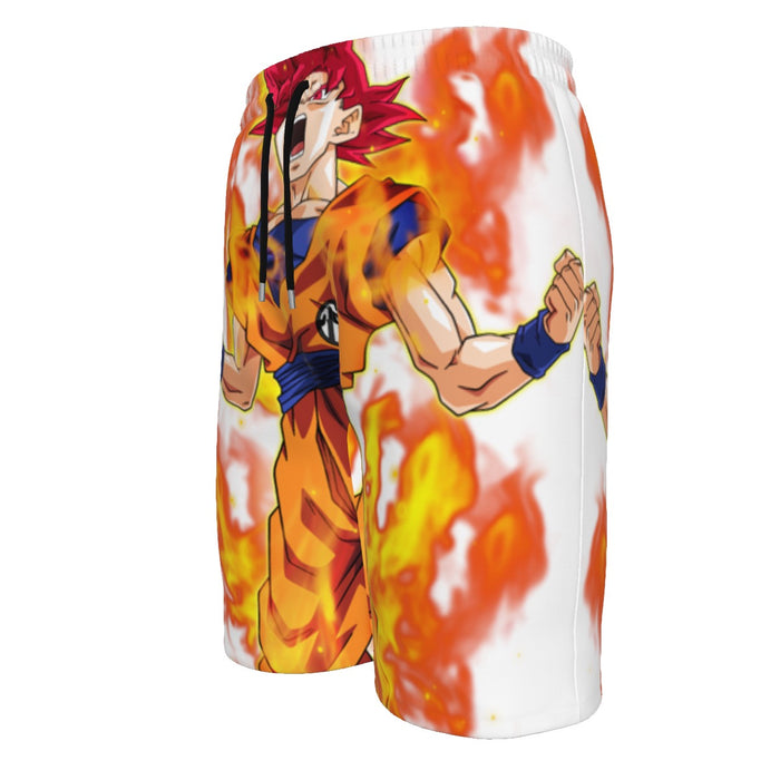 Awesome Goku Super Saiyan God Transformation DBZ  Men‘s Beach Shorts