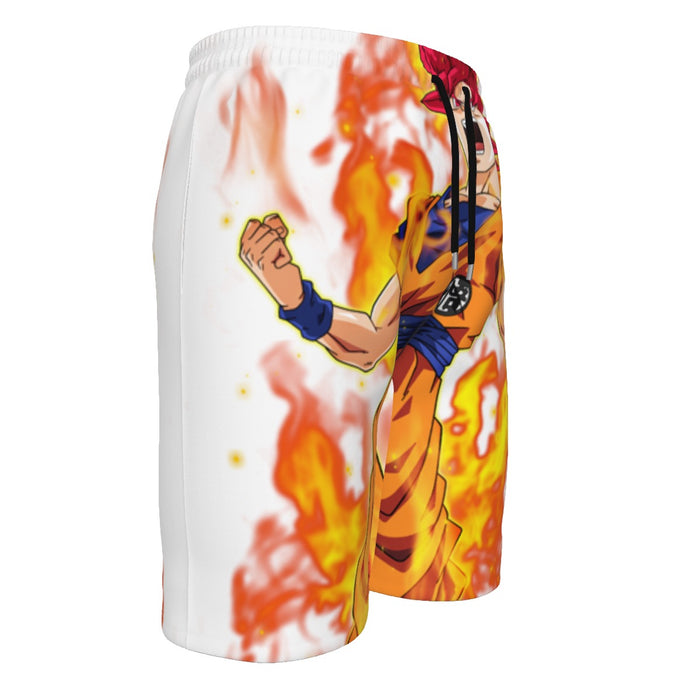 Awesome Goku Super Saiyan God Transformation DBZ  Men‘s Beach Shorts