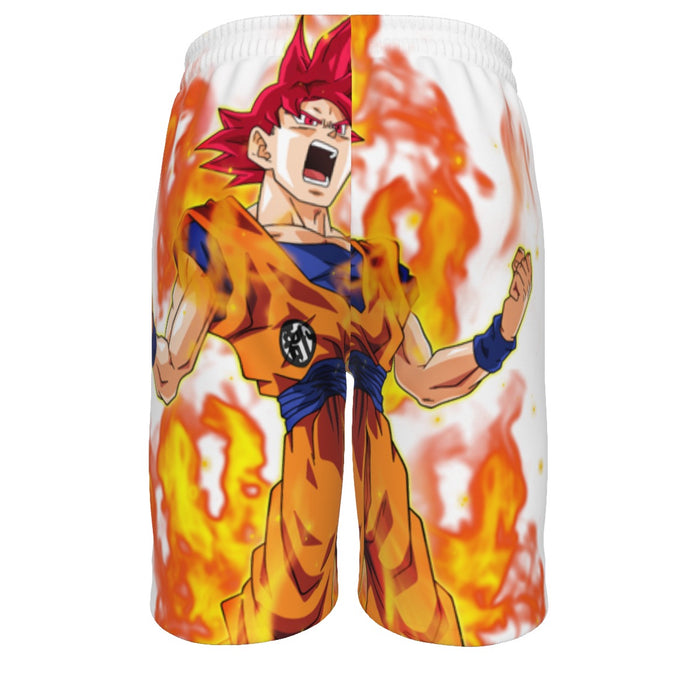 Awesome Goku Super Saiyan God Transformation DBZ  Men‘s Beach Shorts