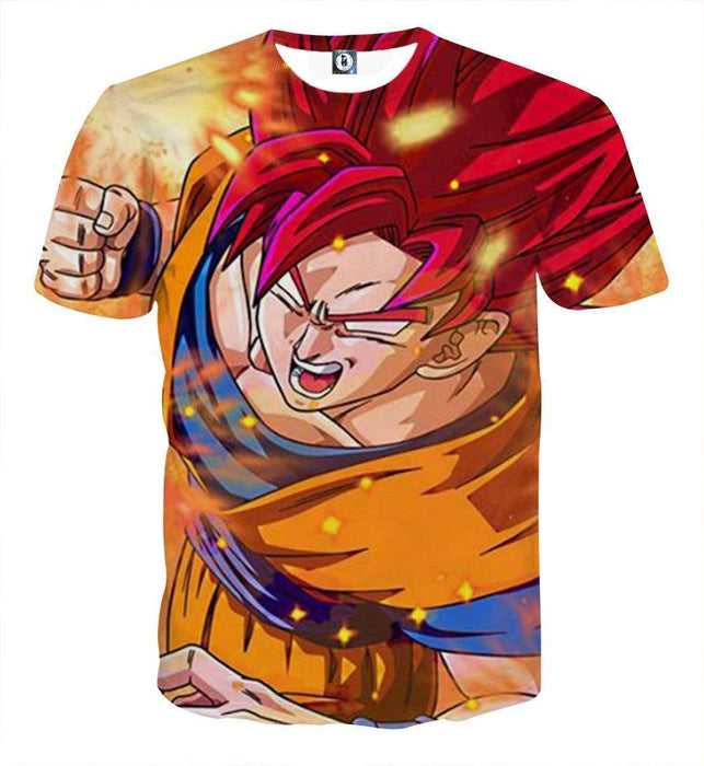 Dragon Ball Goku Super Saiyan Rose Fighting Design T-shirt