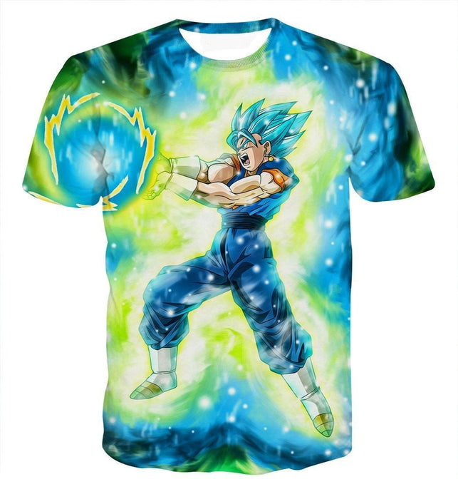 DBZ Goku Super Saiyan Blue SSGSS Kamehameha Power Attack T-shirt